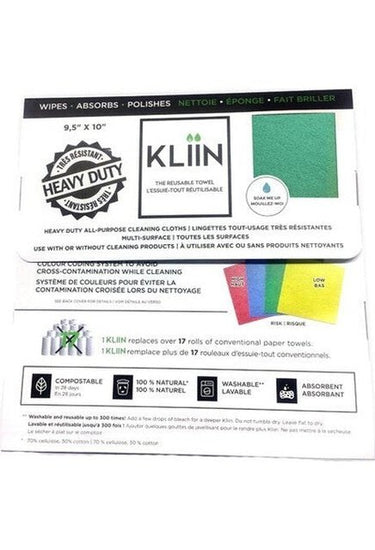 Kliin 10x Chiffon Vert réutilisable et compostable en feuilles
